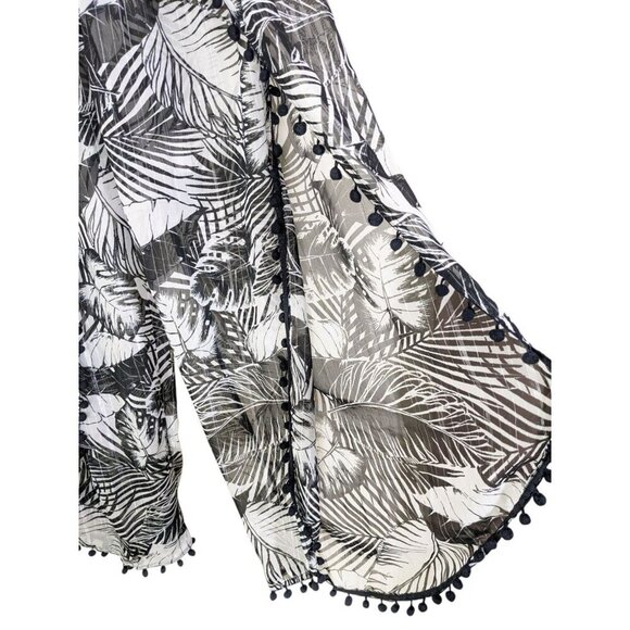 Club Z Collection Wide Leg Pull On Beach Pant Sheer Cover Up Size XL Black White - Picture 4 of 6